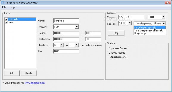 Paessler NetFlow Generator screenshot