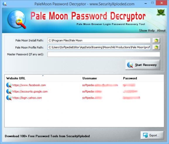 Pale Moon Password Decryptor screenshot