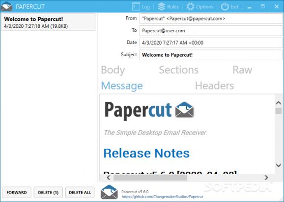 Papercut SMTP screenshot