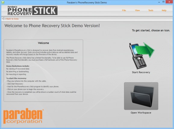 Paraben's PhoneRecovery Stick screenshot