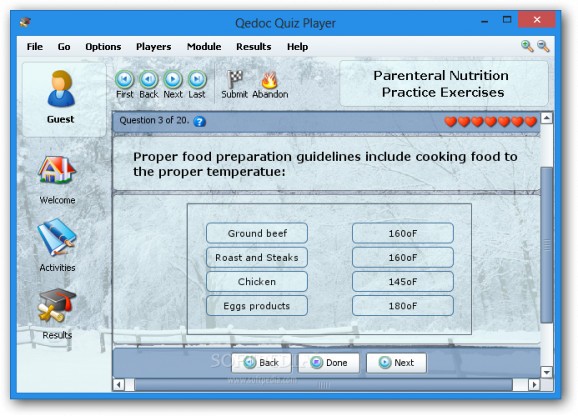 Parenteral Nutrition Practice Exercises screenshot
