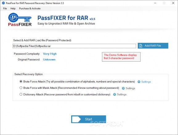 PassFixer RAR Password Recovery screenshot