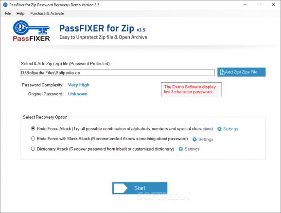 PassFixer for Zip Password Recovery screenshot