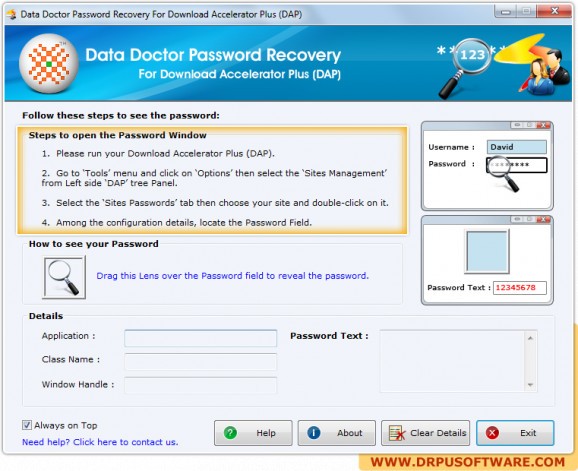 Password Recovery Software For Download Accelerator Plus screenshot