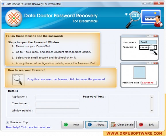 Password Recovery Software For DreamMail screenshot