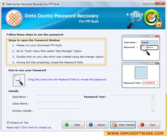 Password Recovery Software For FTP Rush screenshot