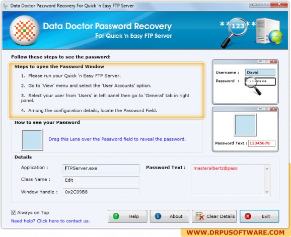 Password Recovery Software For Quick 'n Easy FTP Server screenshot
