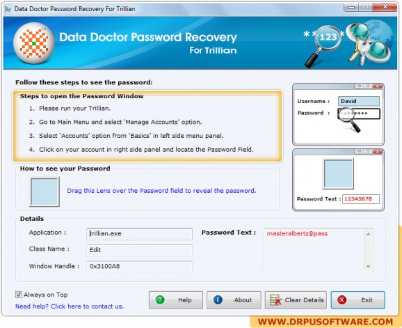 Password Recovery Software For Trillian Messenger screenshot