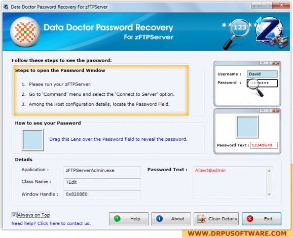Password Recovery Software For zFTPServer screenshot