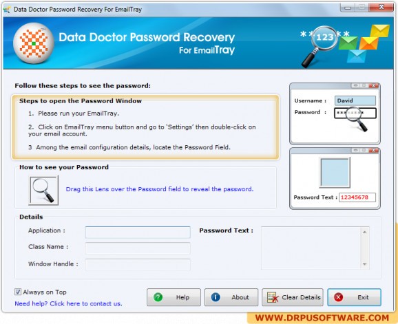 Password Recovery Software for EmailTray screenshot