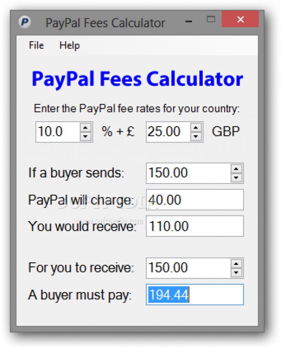 PayPal Fees Calculator screenshot