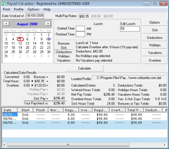 Payroll Calculator screenshot