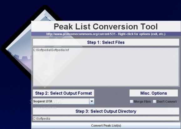 Peak List Conversion Tool screenshot