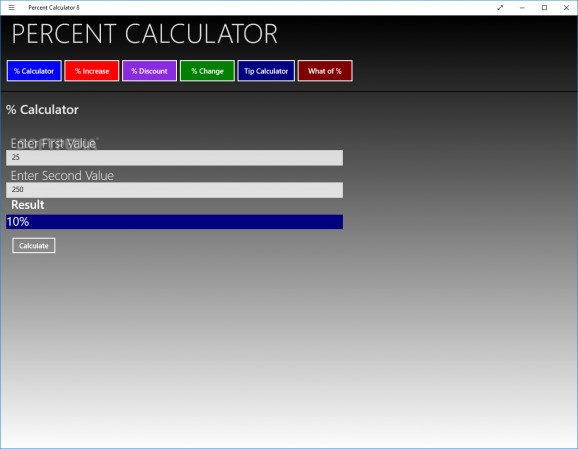 Percent Calculator 8 for Windows 10/8.1 screenshot