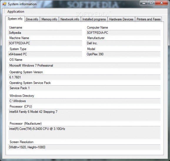 Personal Computer System Information screenshot