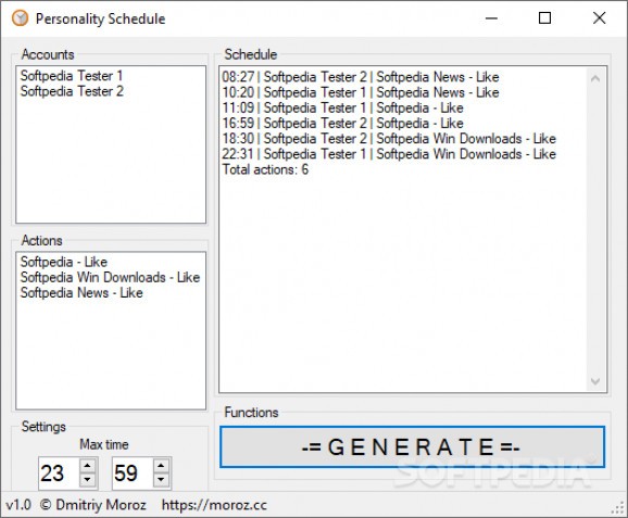 Personality Schedule screenshot