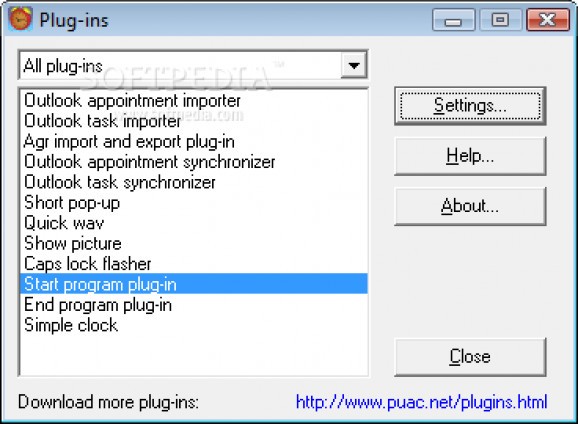 Peter's Ultimate Alarm Clock Program Manager Plug-in screenshot