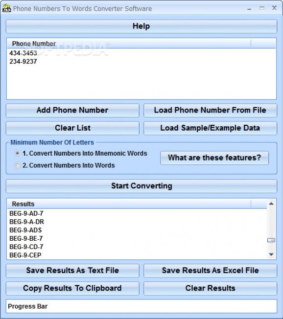 Phone Numbers To Words Converter Software screenshot