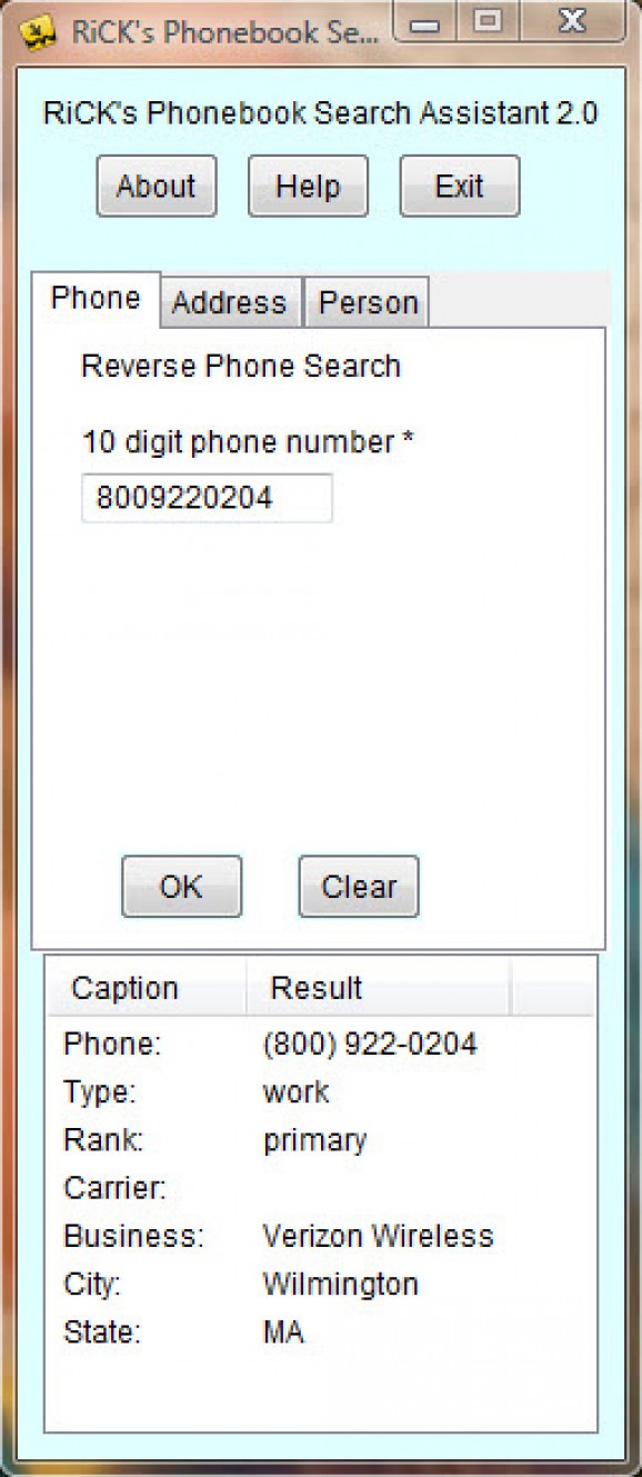 Phonebook Search Assistant screenshot