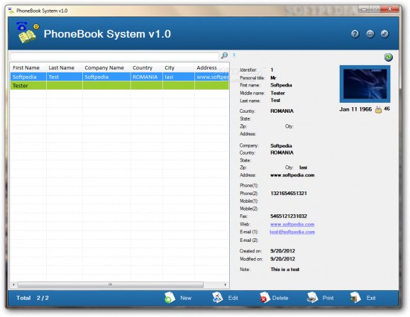 Phonebook System screenshot