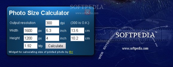 Photo Size Calculator screenshot