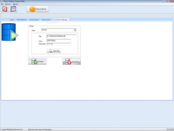 Physis Database Export Utility screenshot