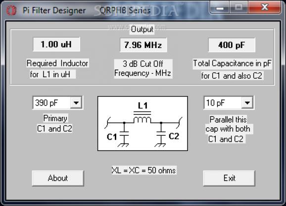 Pi Filter Designer screenshot