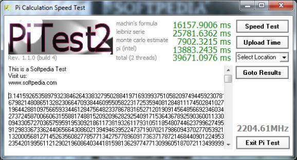 Pi Calculation Speed Test screenshot