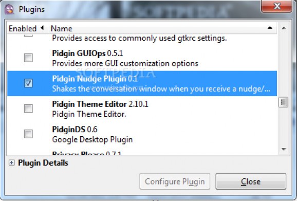 Pidgin Nudge Plugin screenshot