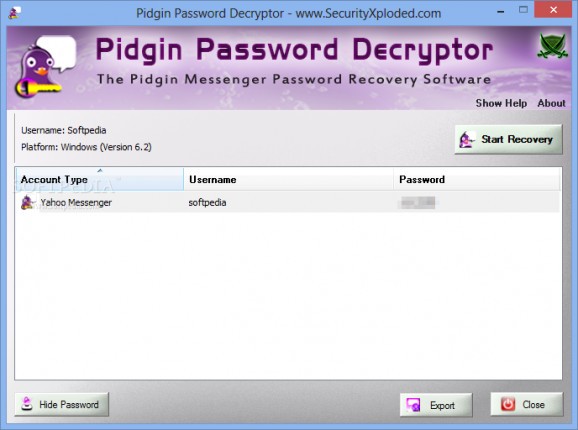 Pidgin Password Decryptor Portable screenshot