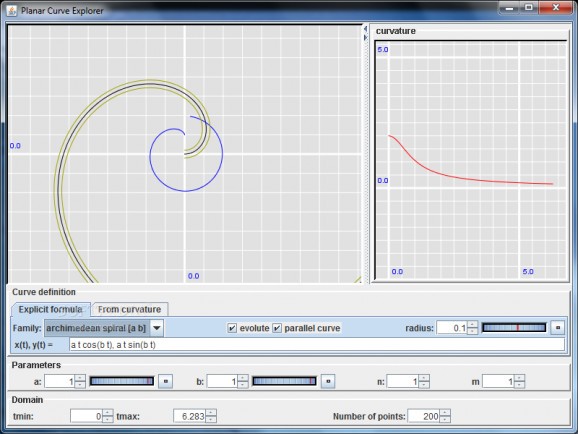 Planar Curve Explorer screenshot