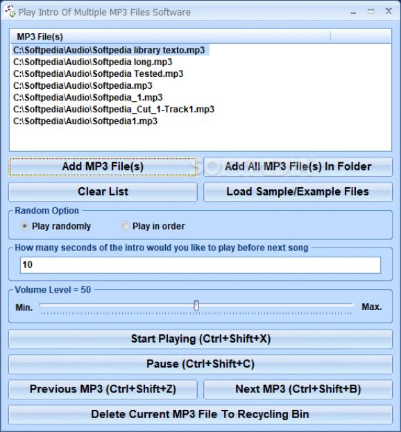 Play Intro Of Multiple MP3 Files Software screenshot