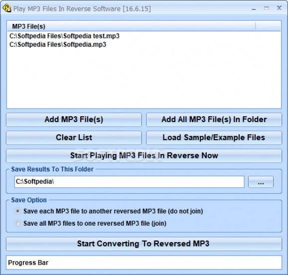 Play MP3 Files In Reverse Software screenshot