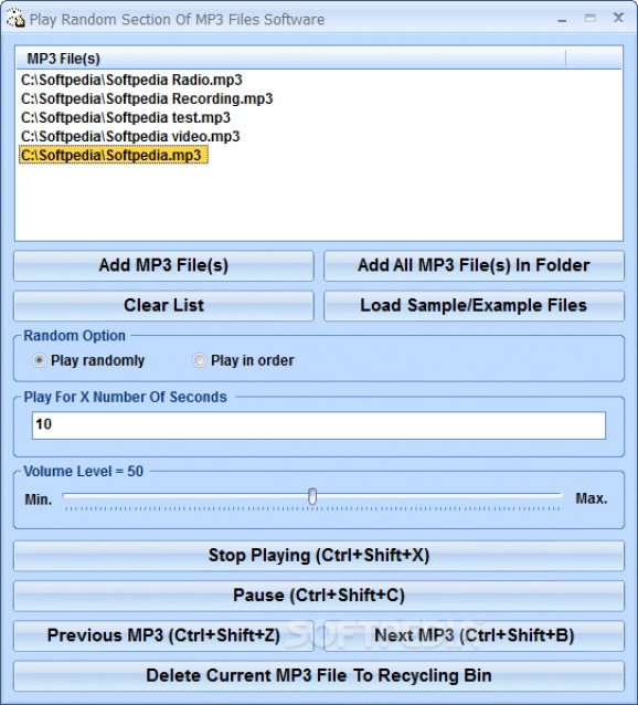 Play Random Section Of MP3 Files Software screenshot