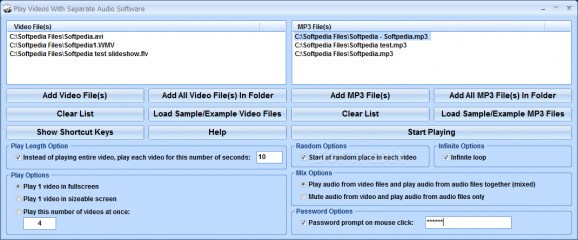 Play Videos With Separate Audio Software screenshot