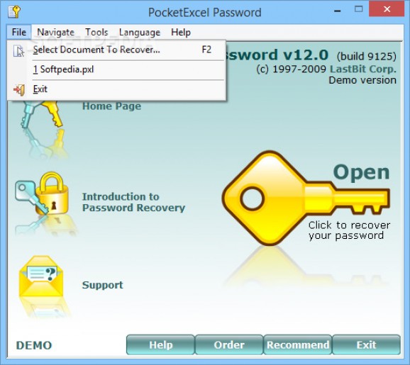 PocketExcel Password screenshot