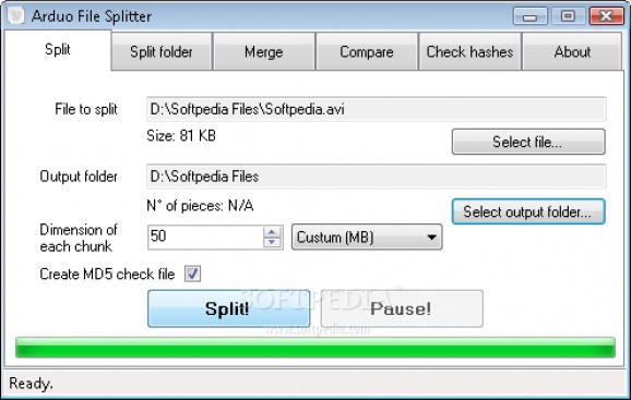 Portable Arduo File Splitter screenshot