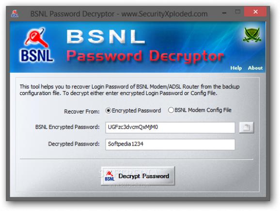 Portable BSNL Password Decryptor screenshot