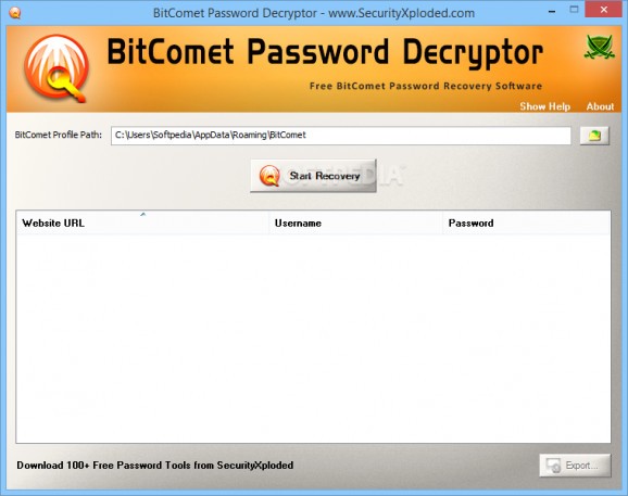 Portable BitComet Password Decryptor screenshot