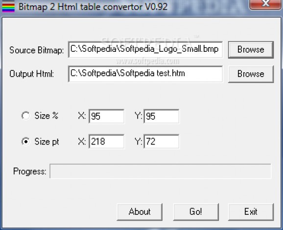 Portable Bitmap 2 HTML Table Convertor screenshot