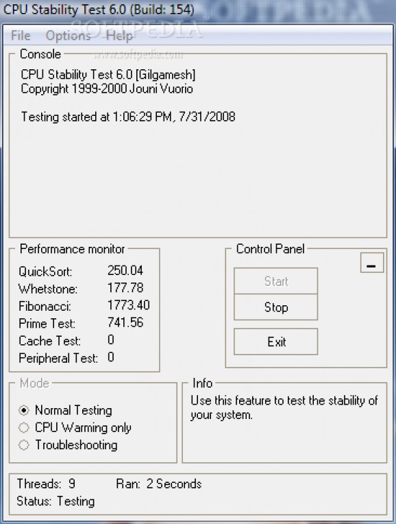Portable CPU Stability Test screenshot