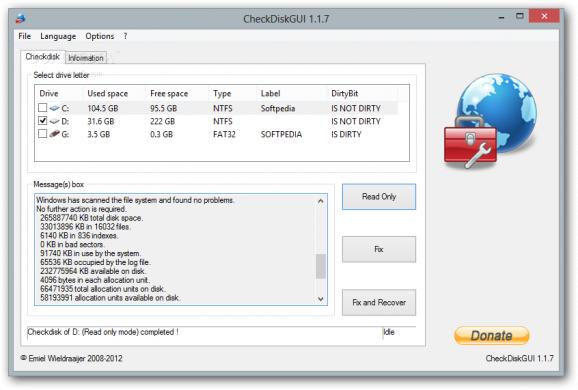 Portable CheckDiskGUI screenshot