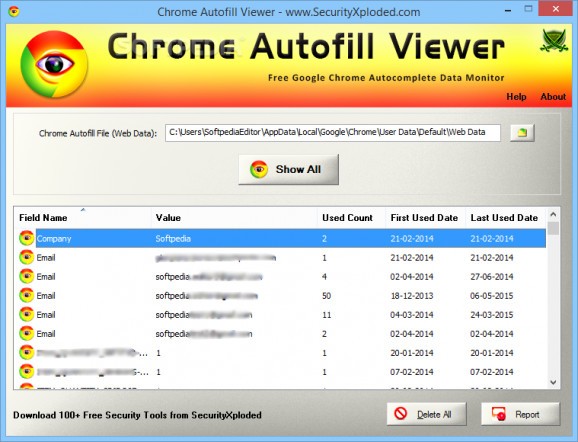 Portable Chrome Autofill Viewer screenshot