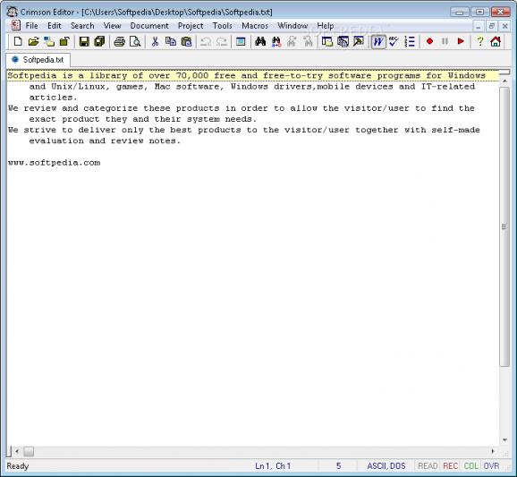 Portable Crimson Editor screenshot