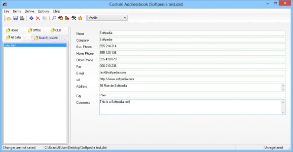Portable Custom Addressbook screenshot