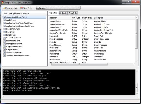 Portable Delphi WMI Class Generator screenshot