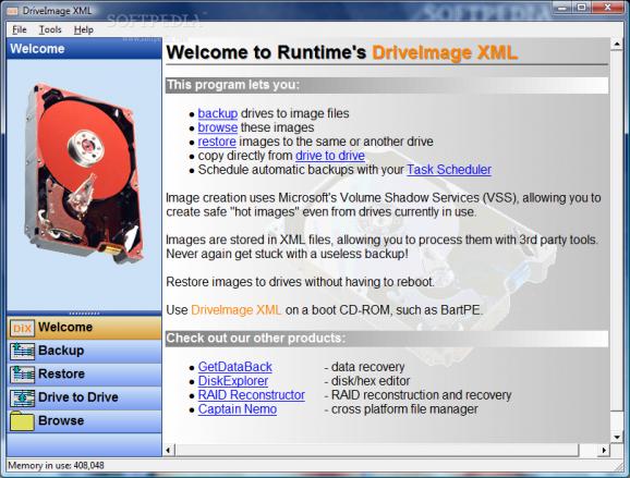 Portable DriveImage XML screenshot