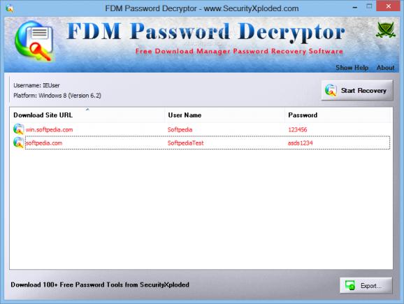 Portable FDM Password Decryptor screenshot