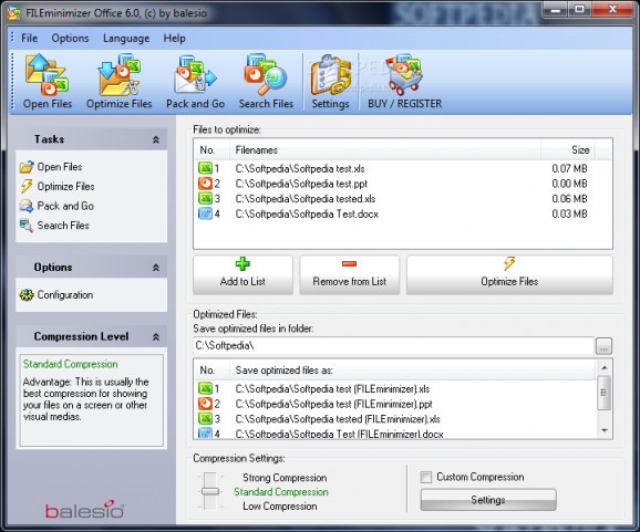 Portable FILEminimizer Office screenshot
