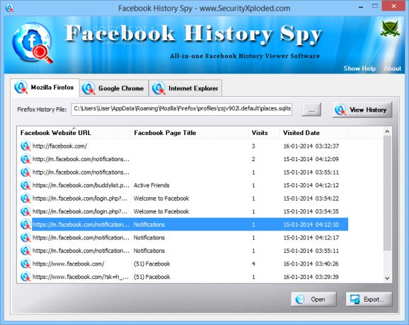 Portable Facebook History Spy screenshot